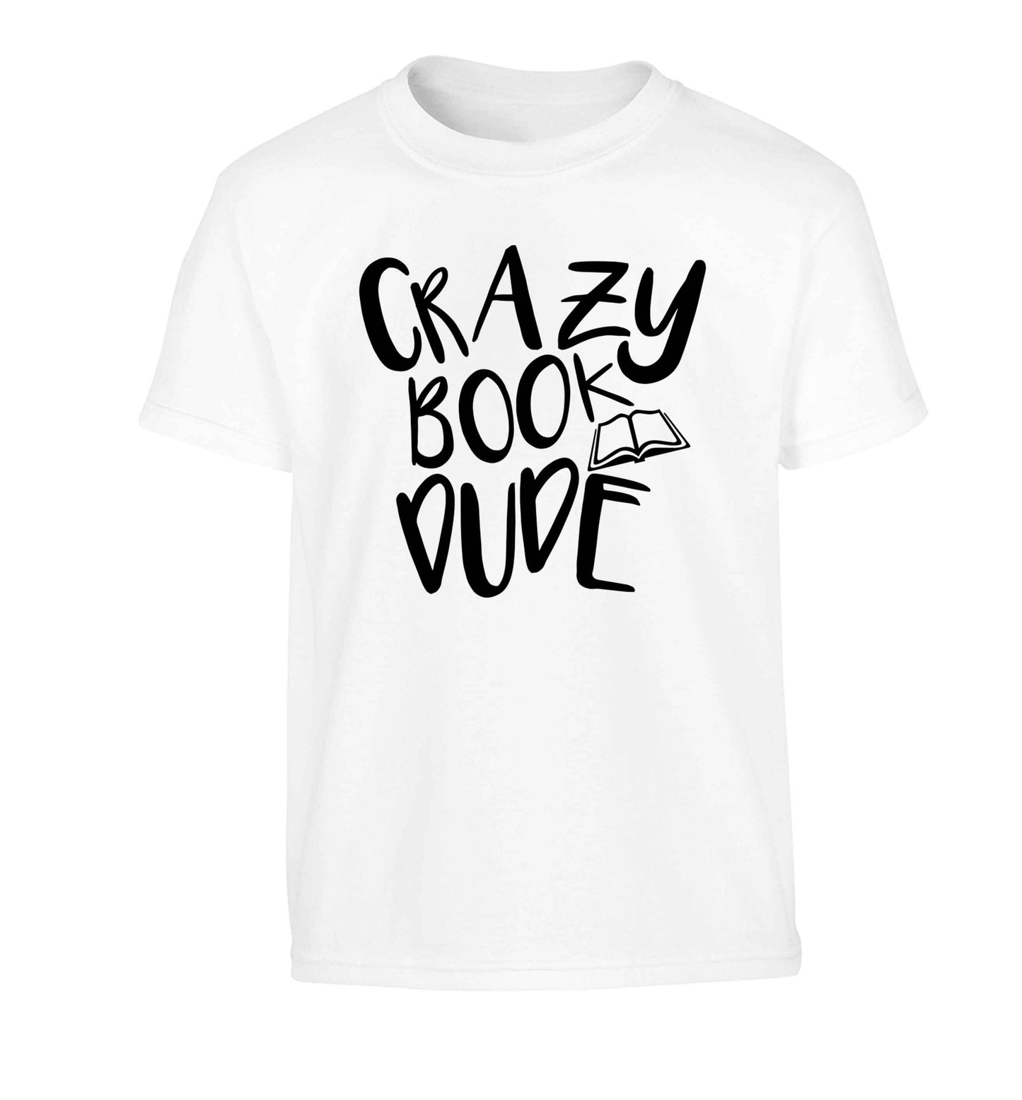 Crazy book dude Children's white Tshirt 12-13 Years