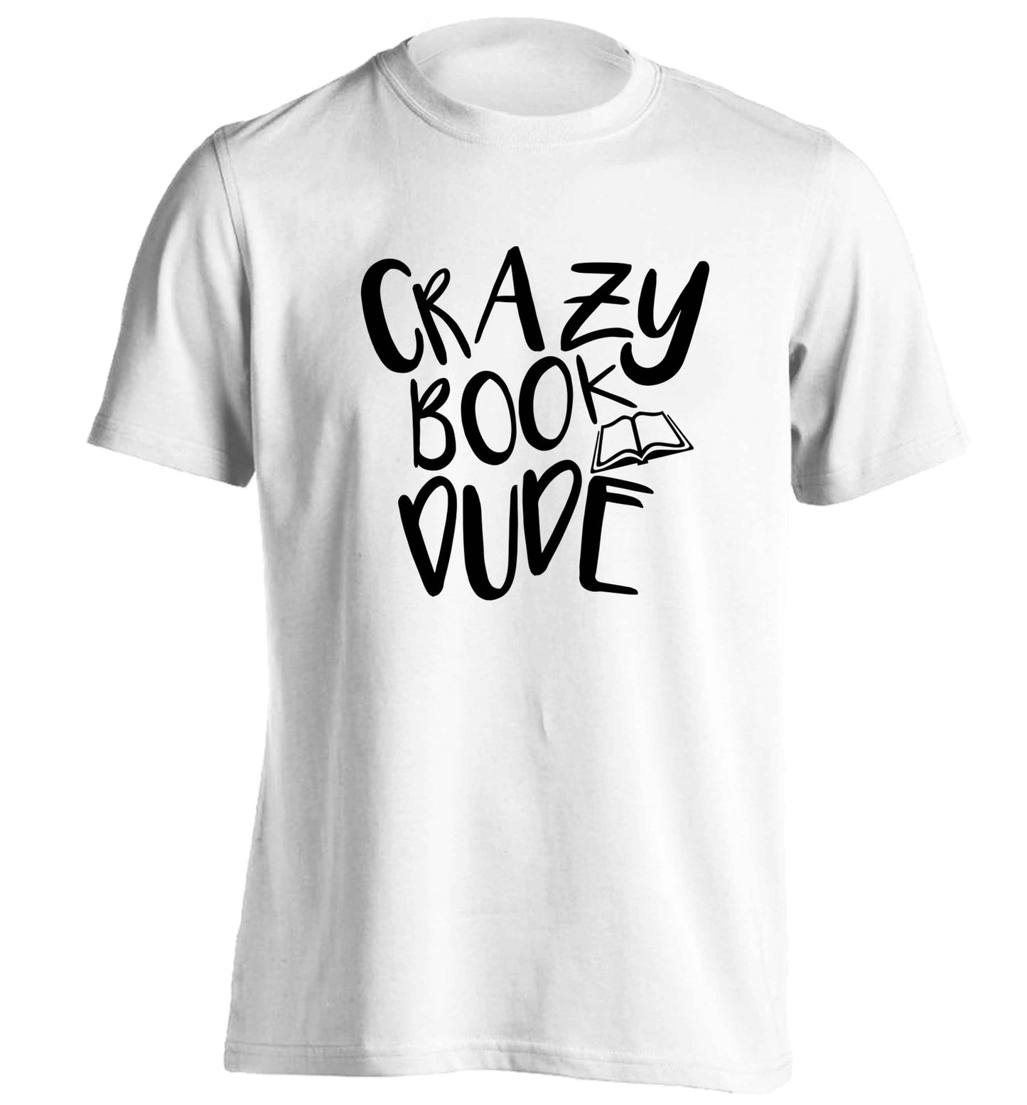 Crazy book dude adults unisex white Tshirt 2XL