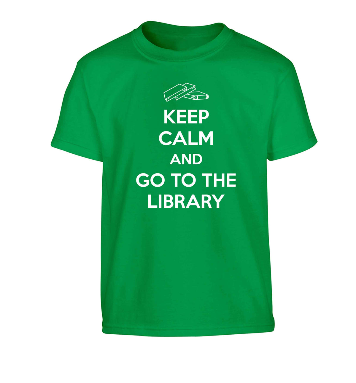 Keep calm and go to the library Children's green Tshirt 12-13 Years