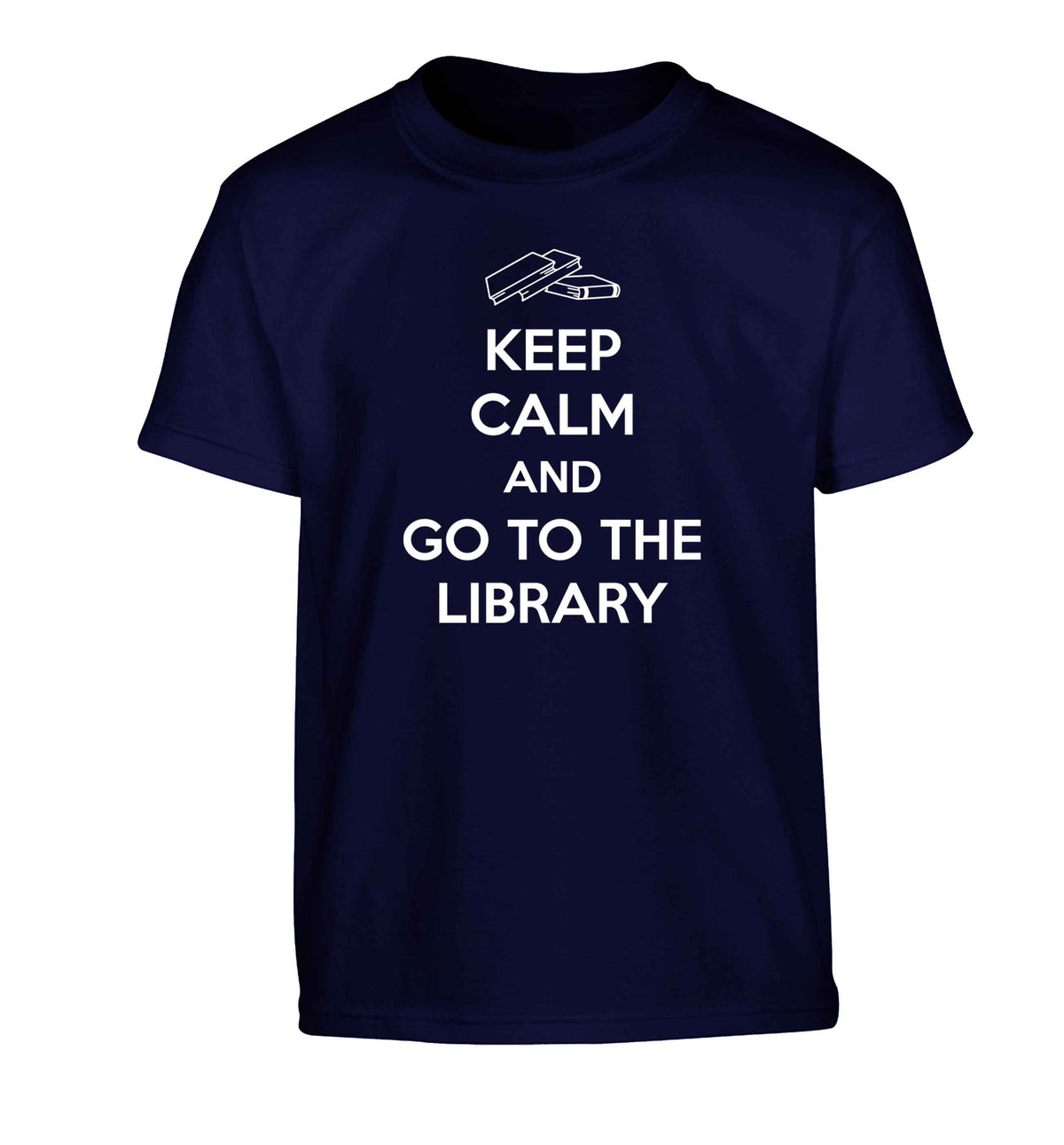 Keep calm and go to the library Children's navy Tshirt 12-13 Years