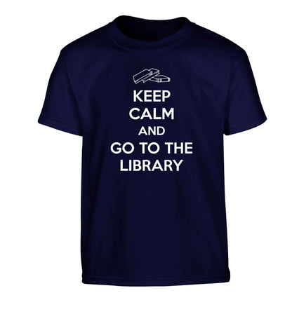 Keep calm and go to the library Children's navy Tshirt 12-13 Years