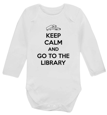 Keep calm and go to the library Baby Vest long sleeved white 6-12 months