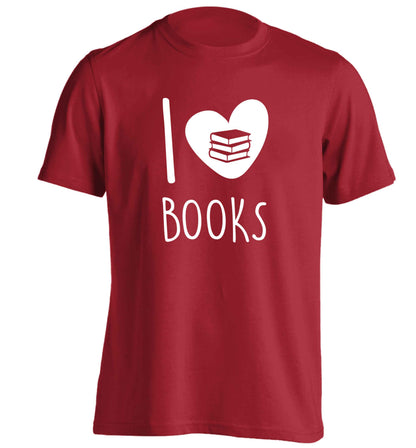 I love books adults unisex red Tshirt 2XL
