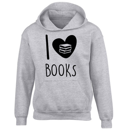 I love books children's grey hoodie 12-13 Years