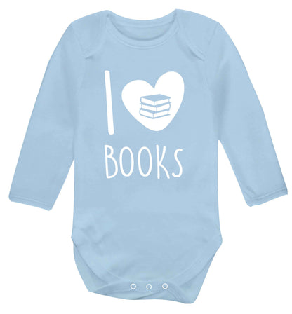 I love books Baby Vest long sleeved pale blue 6-12 months