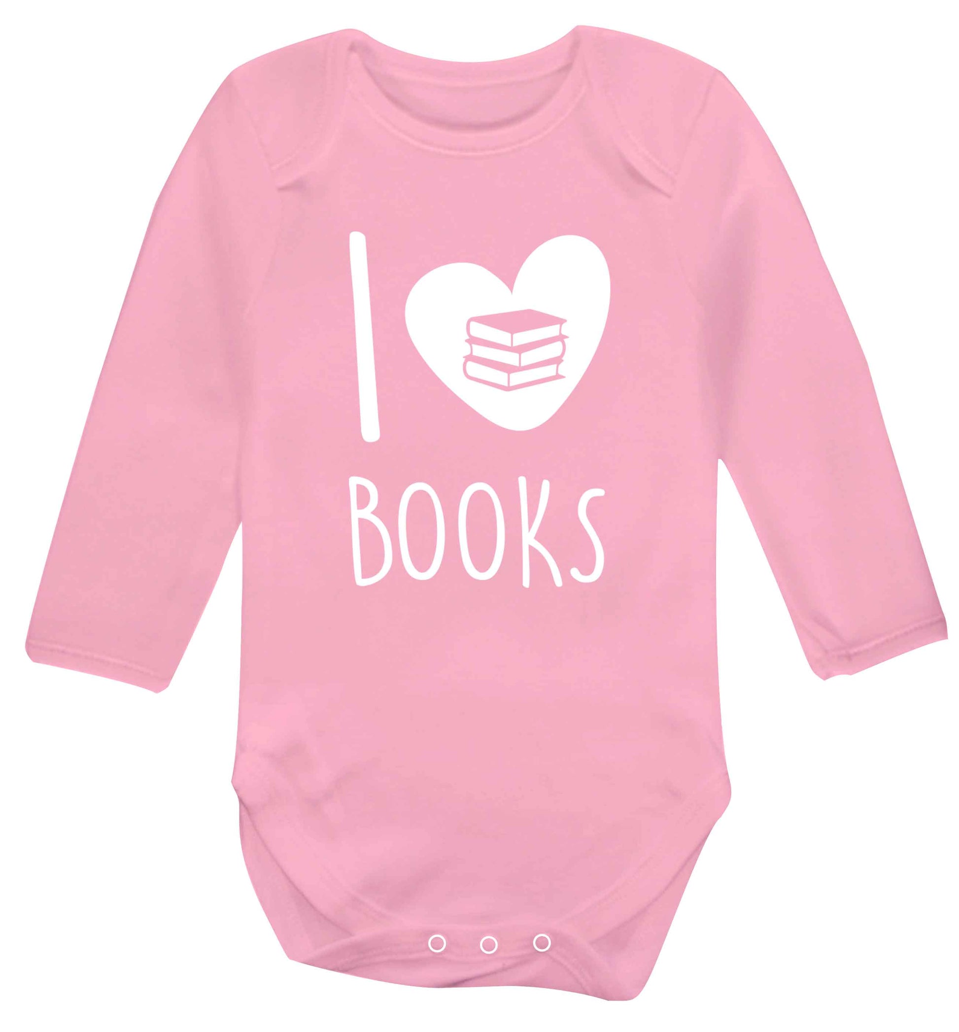 I love books Baby Vest long sleeved pale pink 6-12 months