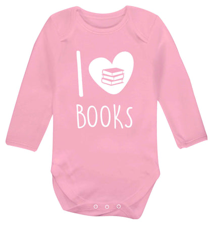 I love books Baby Vest long sleeved pale pink 6-12 months