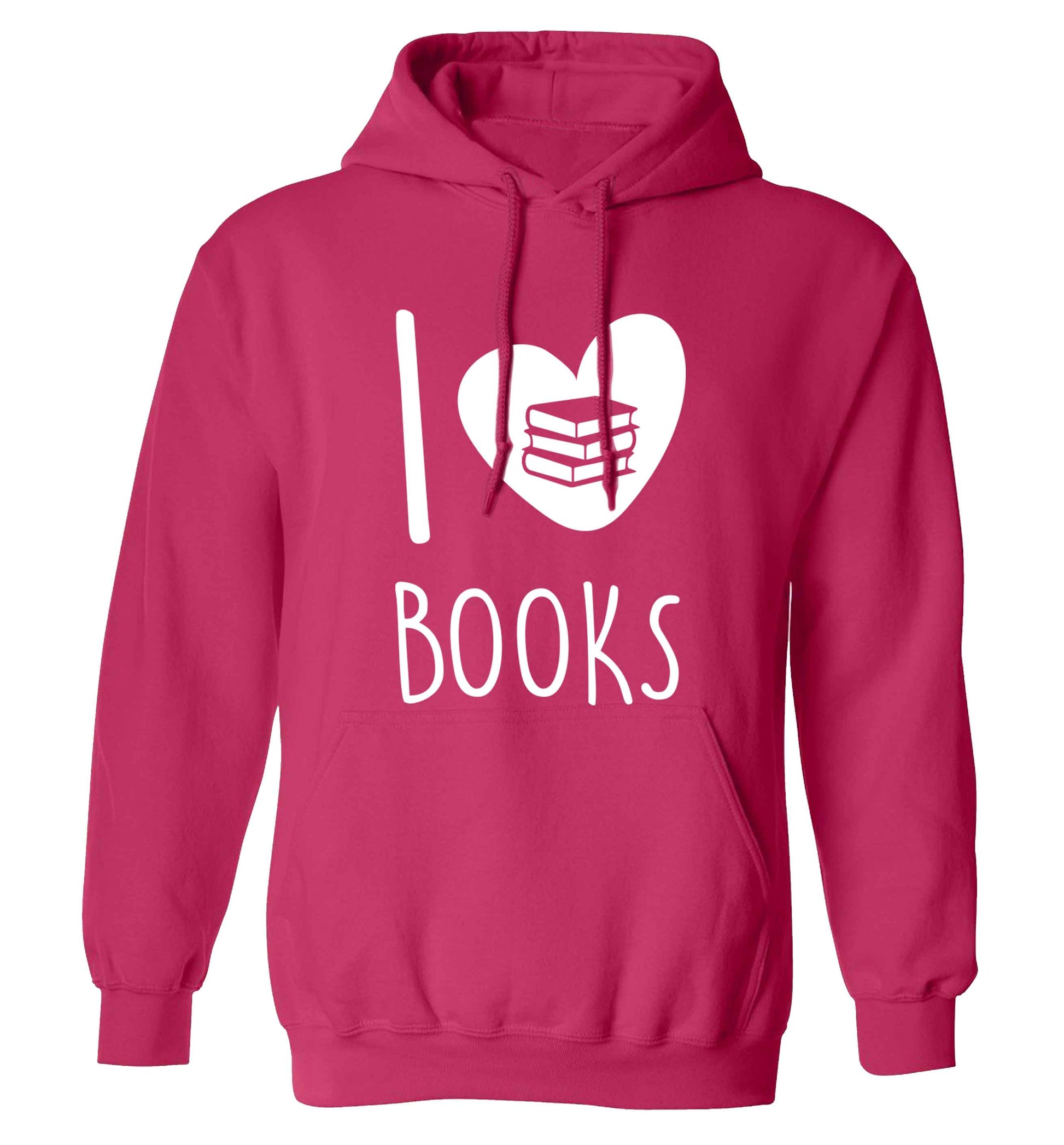 I love books adults unisex pink hoodie 2XL