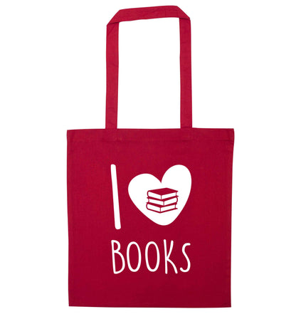 I love books red tote bag