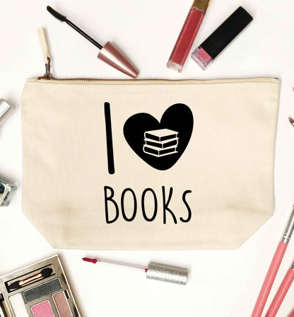 I love books natural makeup bag