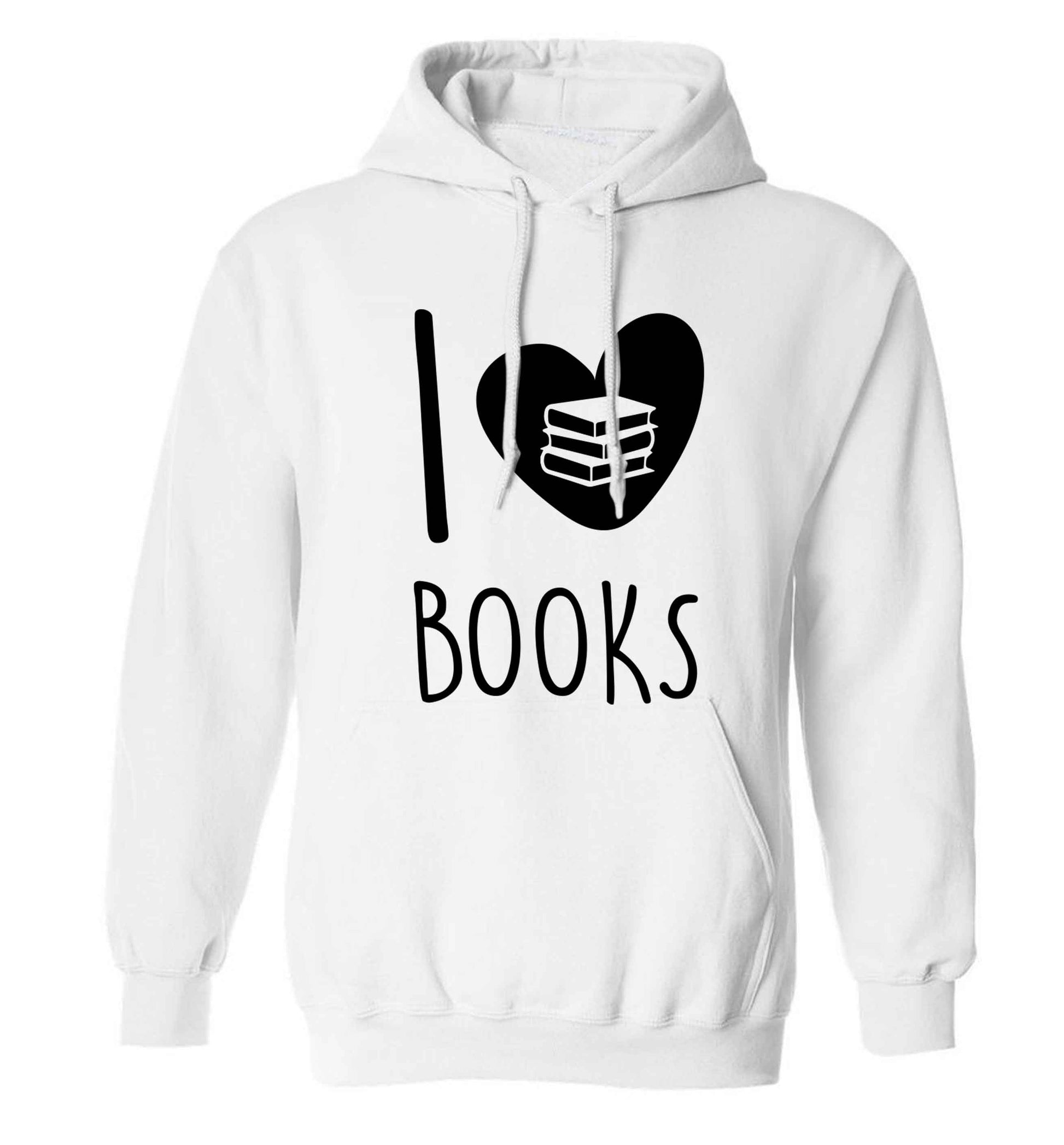 I love books adults unisex white hoodie 2XL
