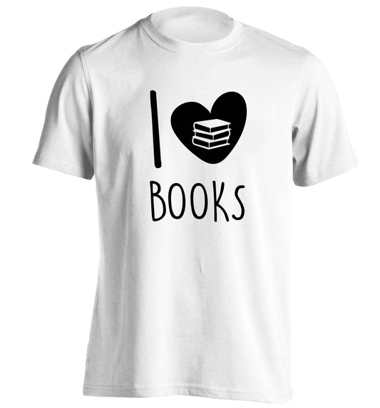 I love books adults unisex white Tshirt 2XL