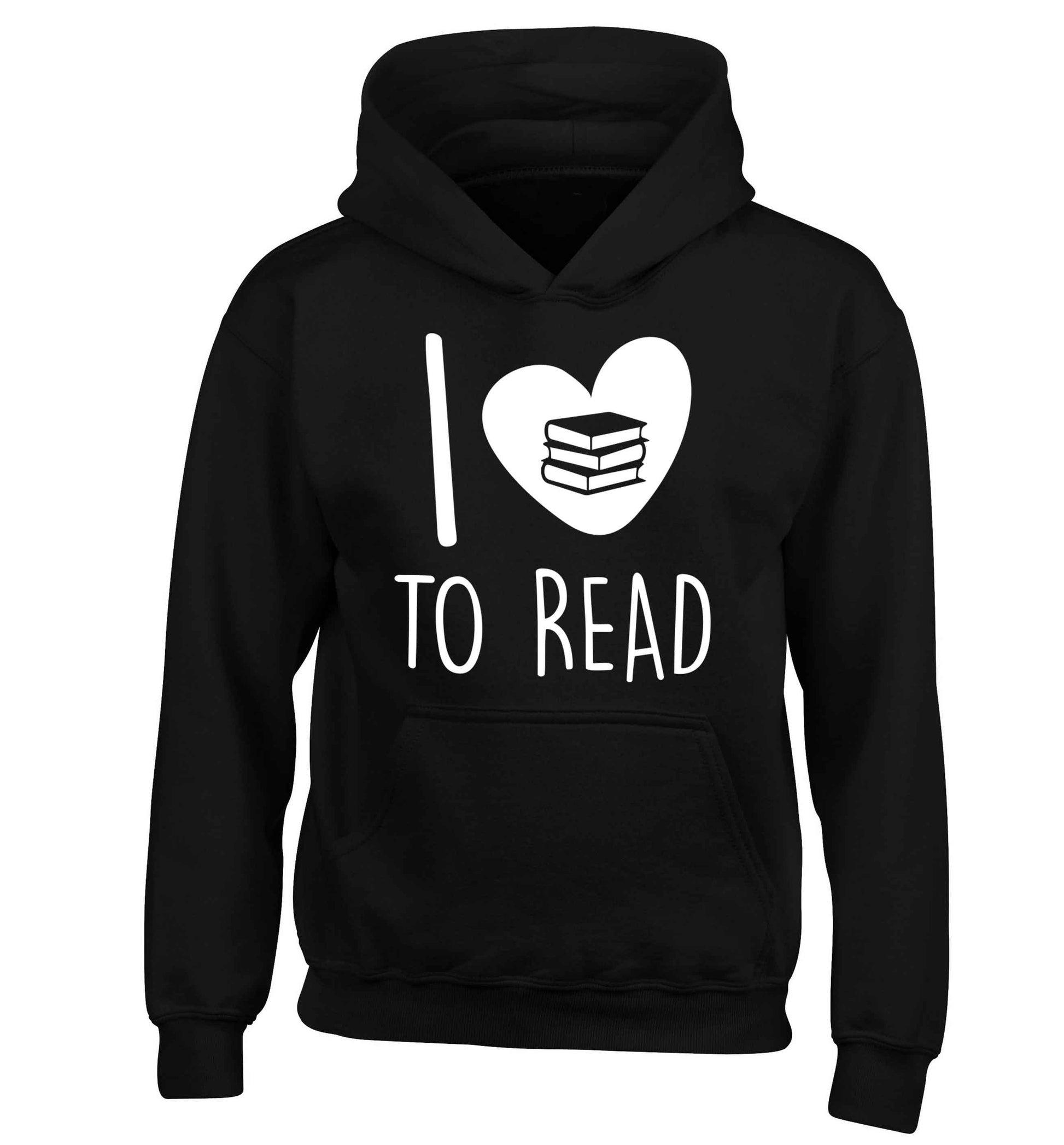 I love to read children's black hoodie 12-13 Years