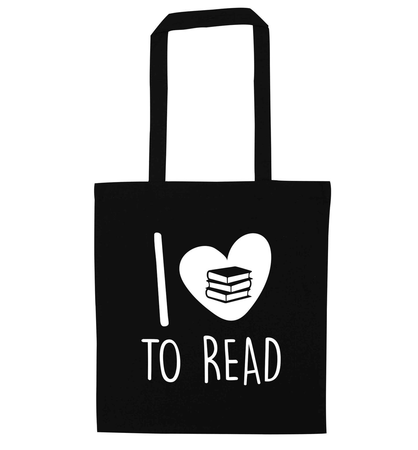 I love to read black tote bag
