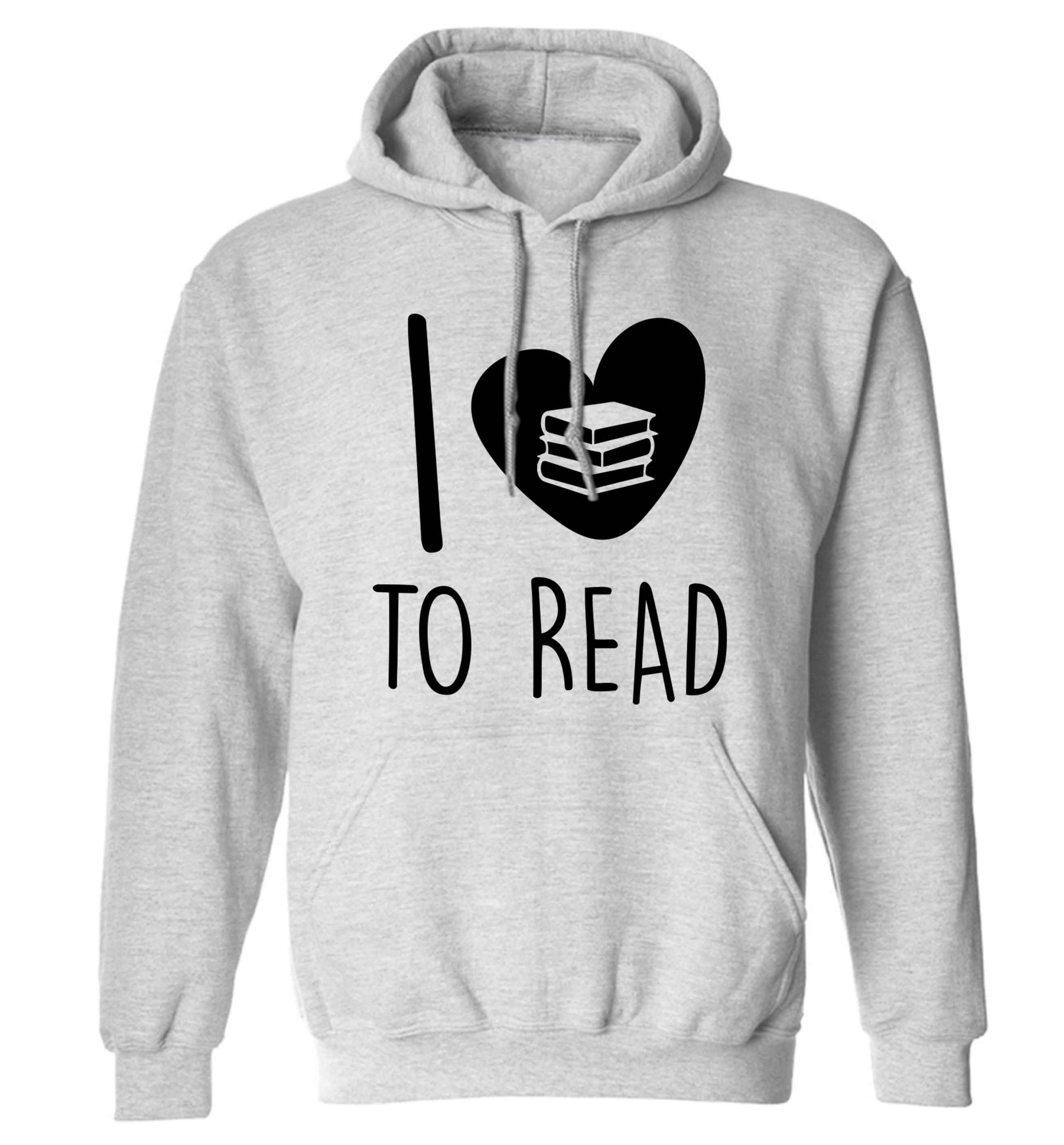 I love to read adults unisex grey hoodie 2XL