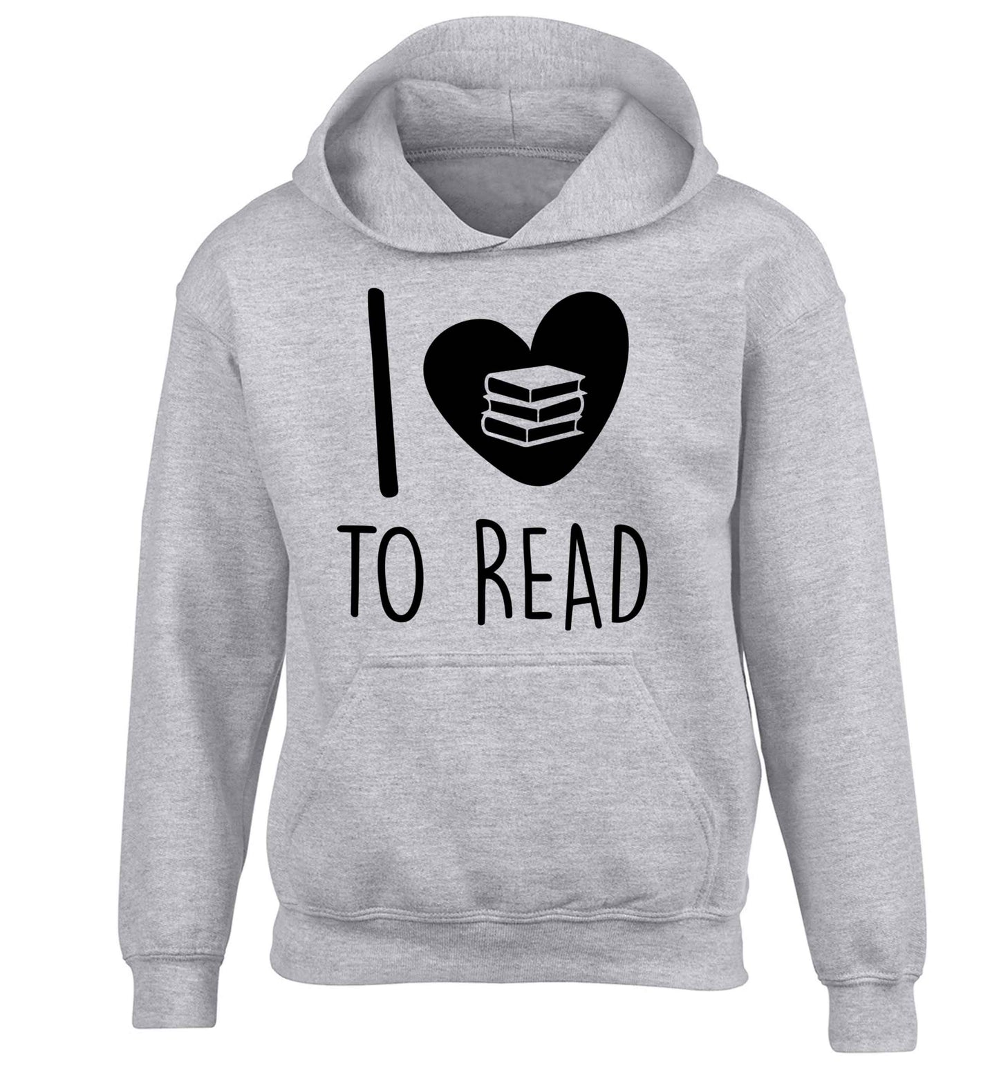 I love to read children's grey hoodie 12-13 Years