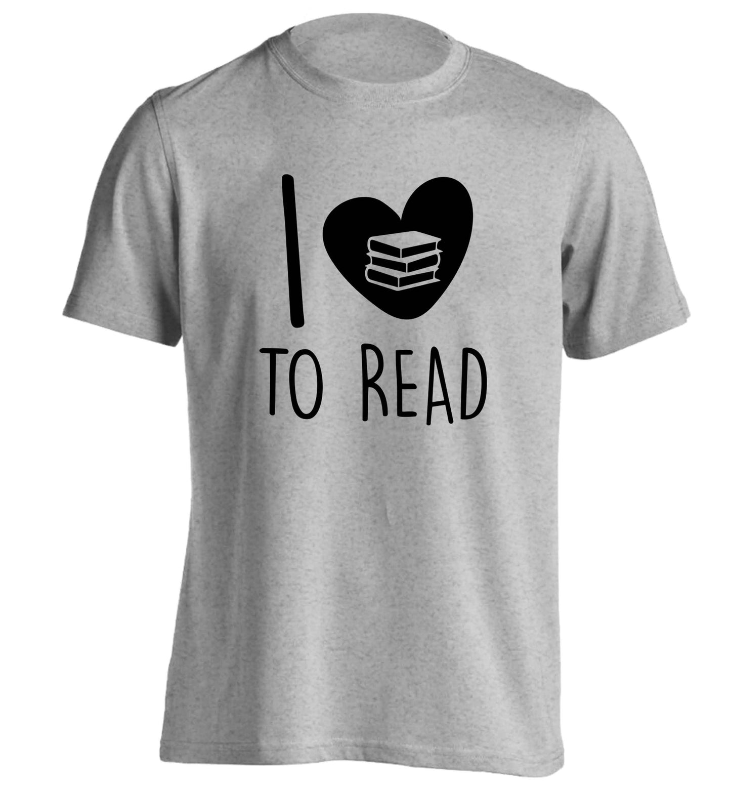 I love to read adults unisex grey Tshirt 2XL