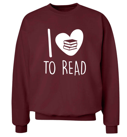 I love to read Adult's unisex maroon Sweater 2XL