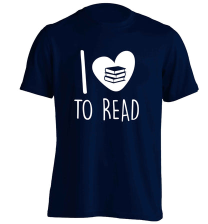 I love to read adults unisex navy Tshirt 2XL