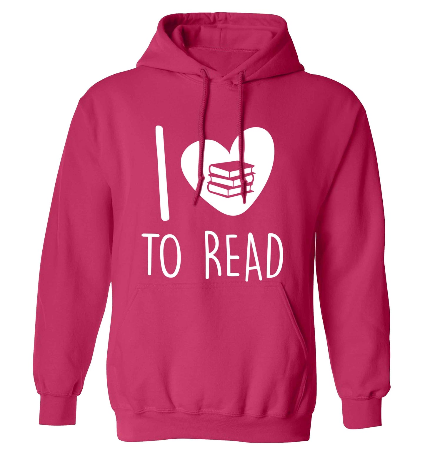 I love to read adults unisex pink hoodie 2XL