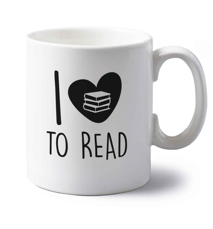 I love to read left handed white ceramic mug 