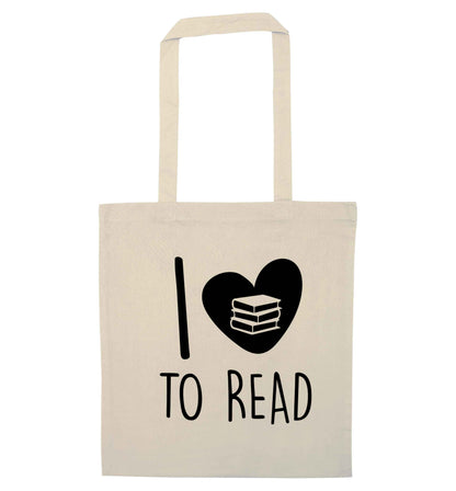 I love to read natural tote bag