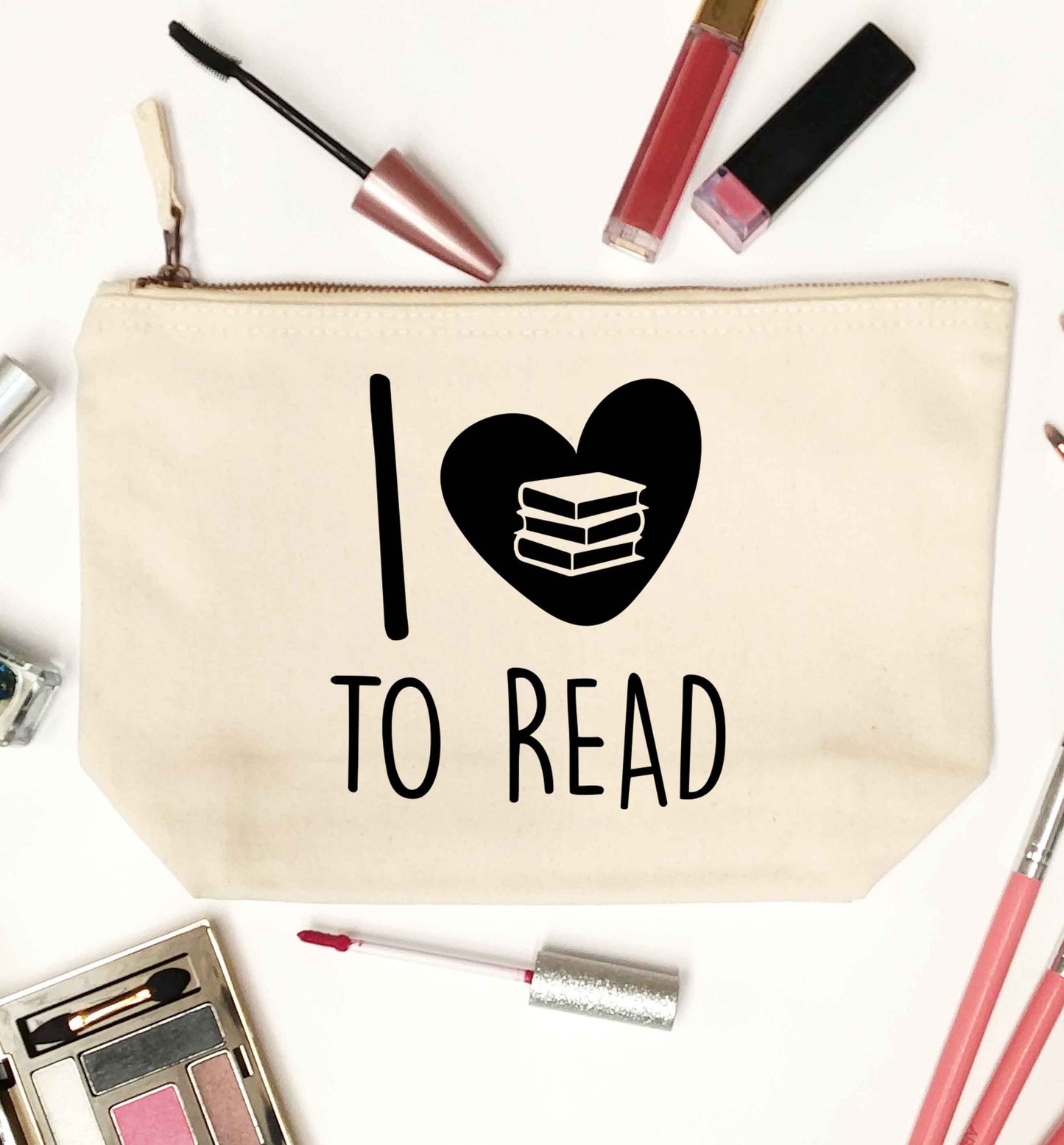 I love to read natural makeup bag