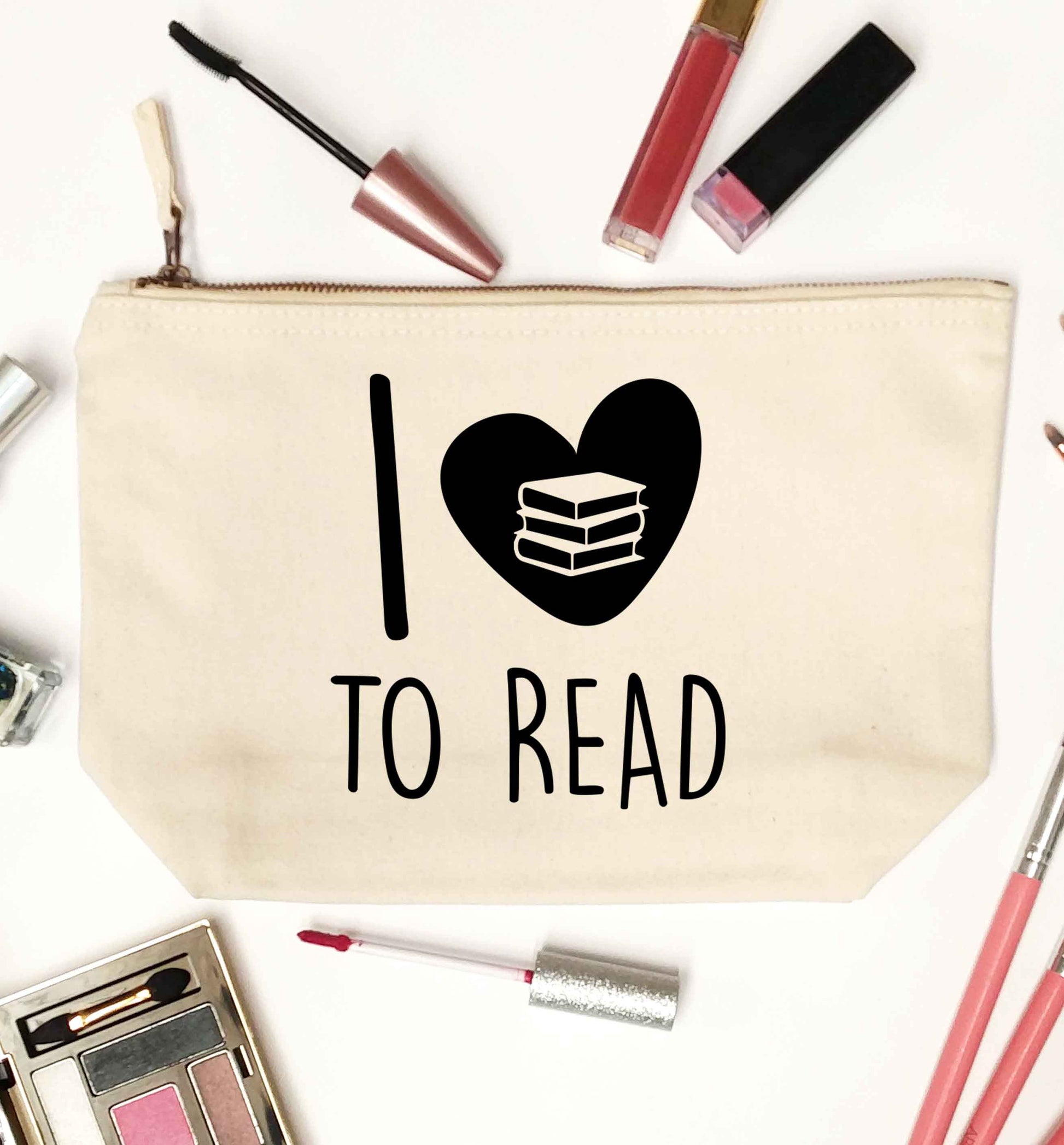 I love to read natural makeup bag
