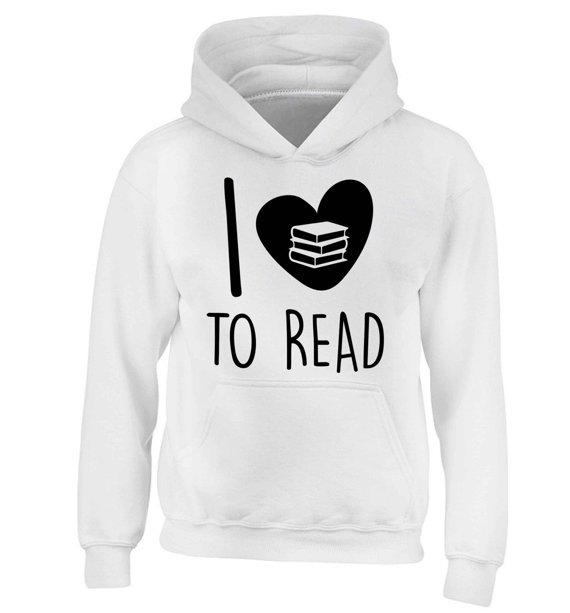 I love to read children's white hoodie 12-13 Years