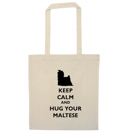 Keep calm and hug your maltese natural tote bag