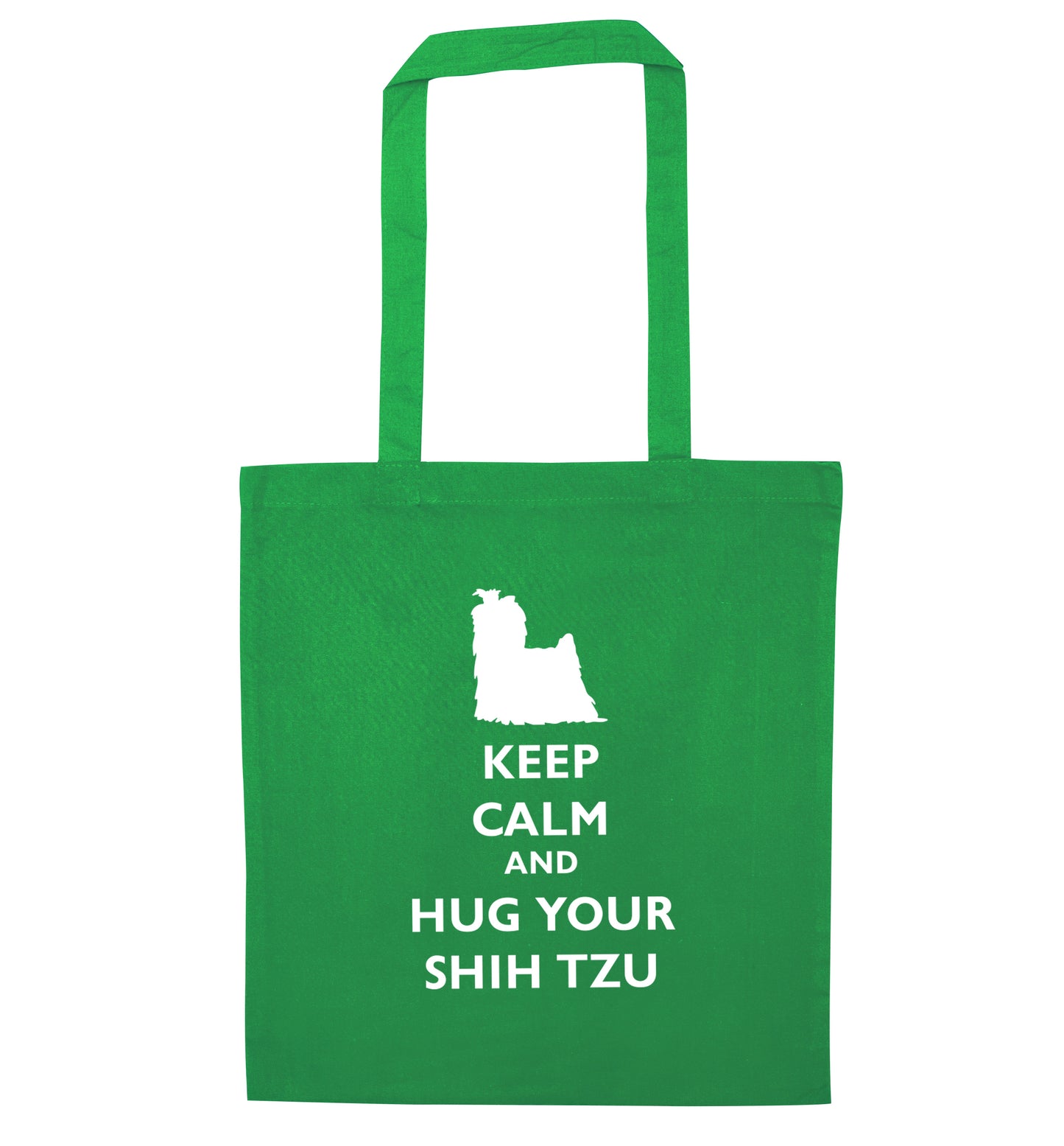 Keep calm and hug your shih tzu green tote bag