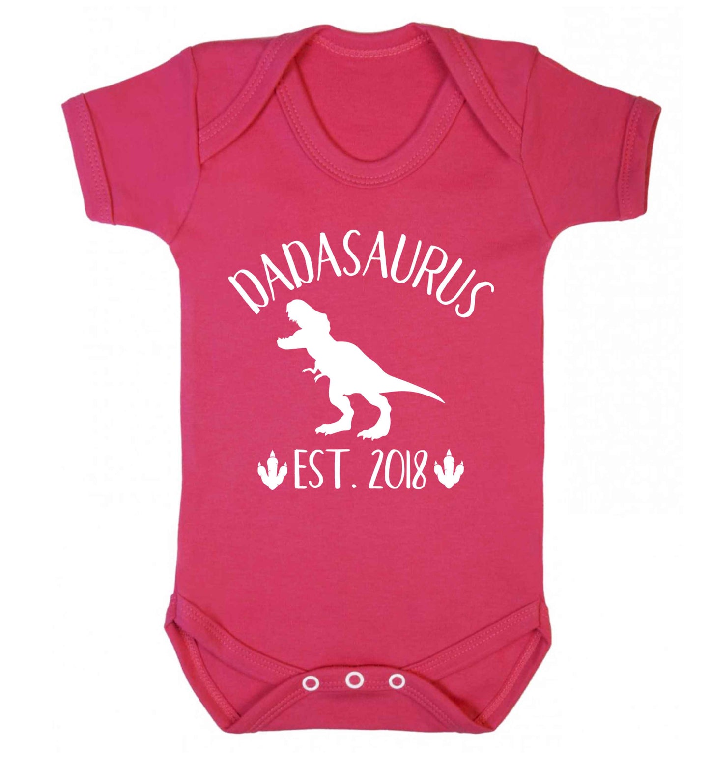 Personalised dadasaurus since (custom date) Baby Vest dark pink 18-24 months