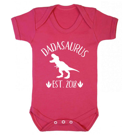 Personalised dadasaurus since (custom date) Baby Vest dark pink 18-24 months