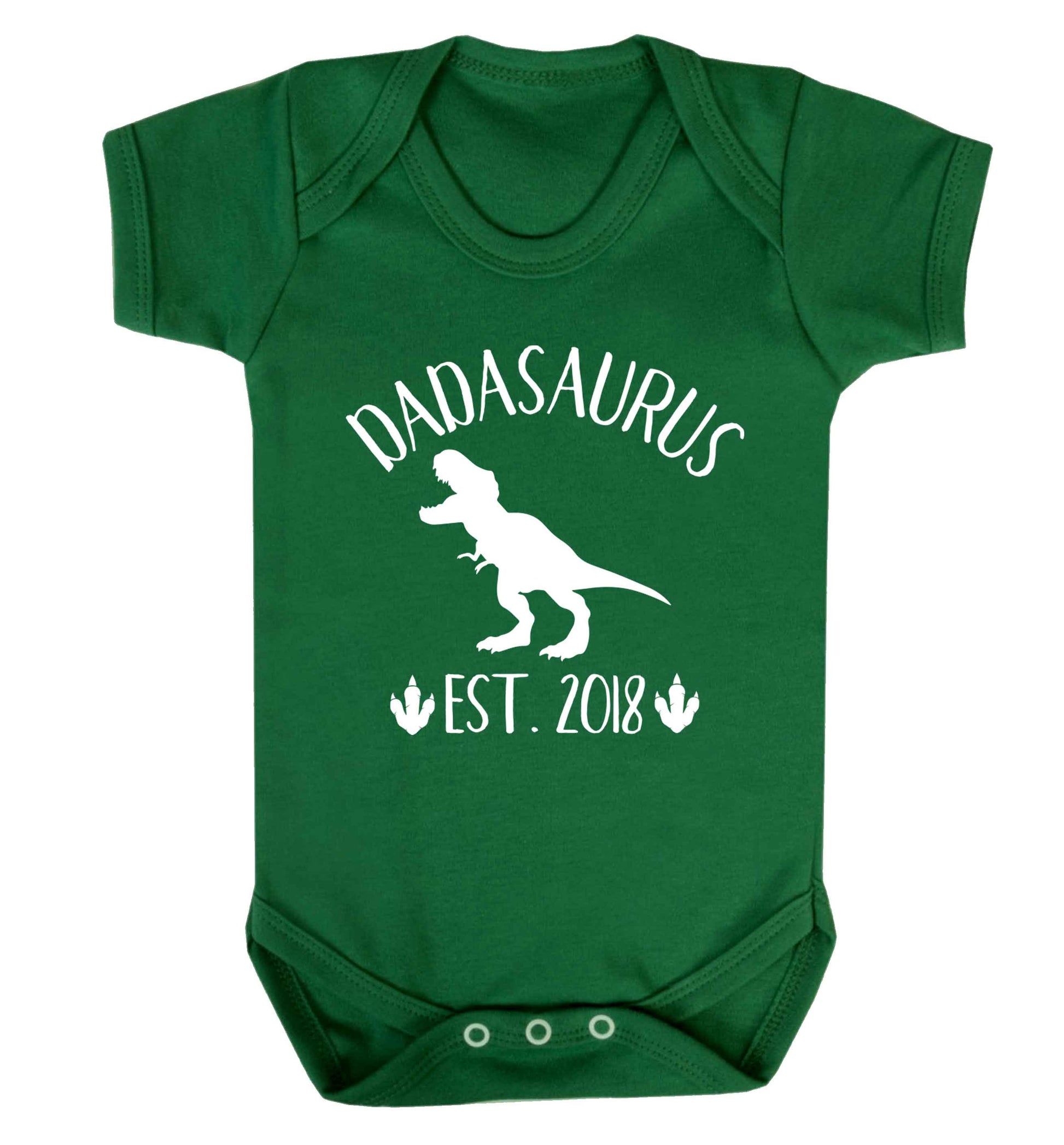 Personalised dadasaurus since (custom date) Baby Vest green 18-24 months