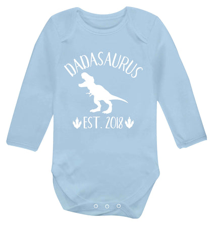 Personalised dadasaurus since (custom date) Baby Vest long sleeved pale blue 6-12 months