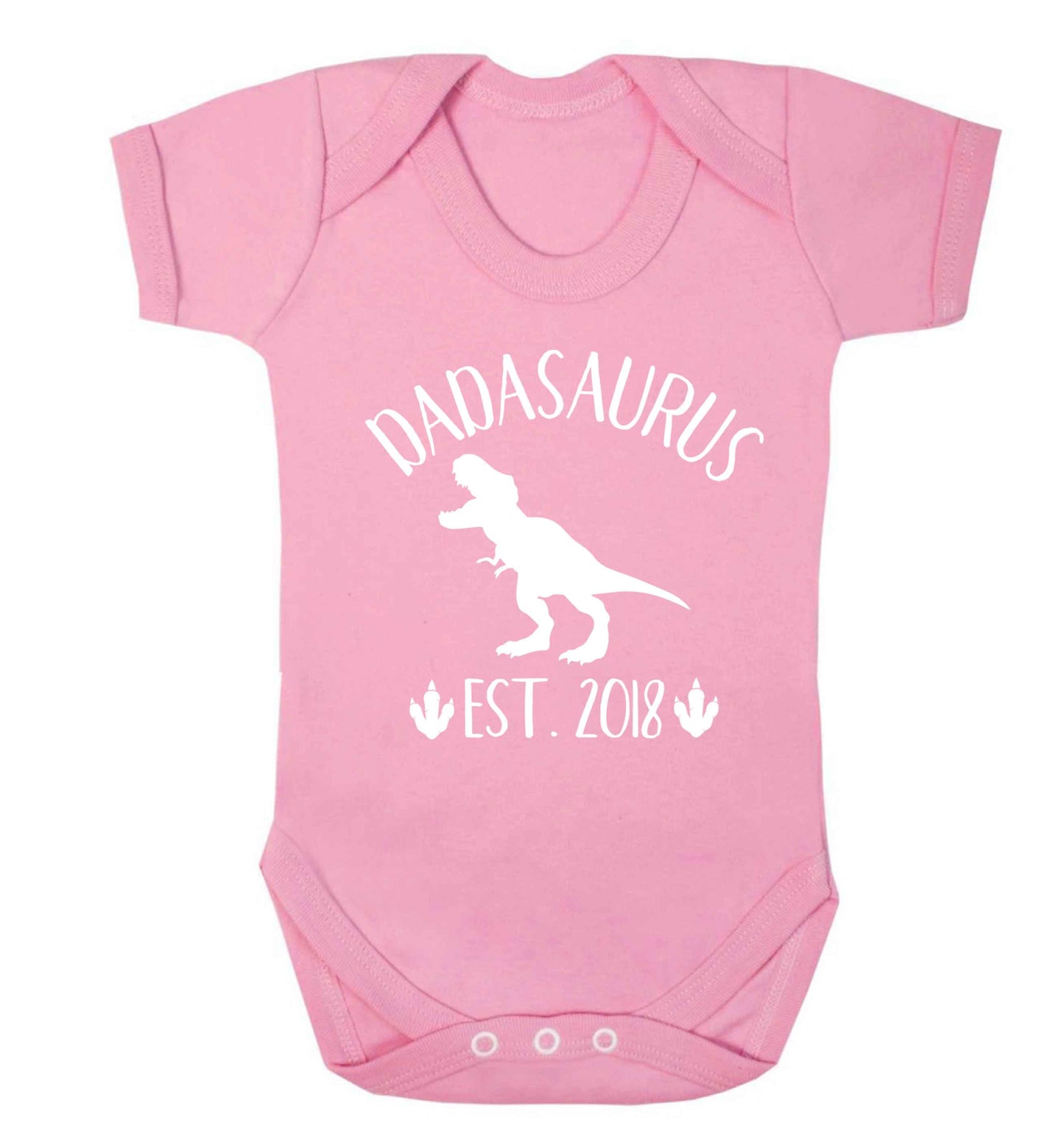 Personalised dadasaurus since (custom date) Baby Vest pale pink 18-24 months