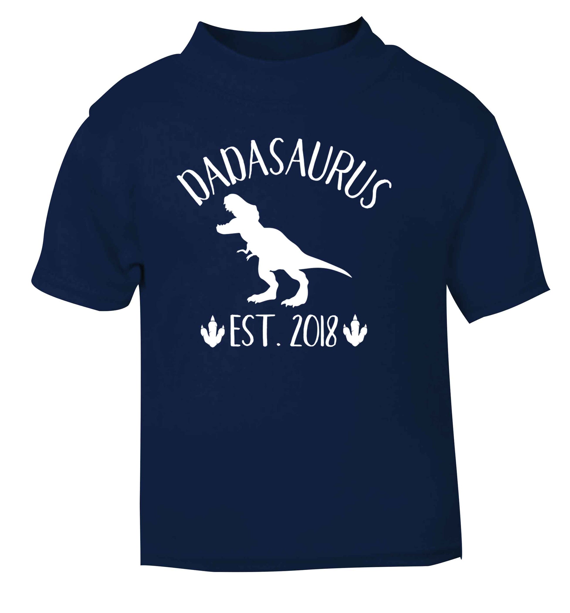 Personalised dadasaurus since (custom date) navy Baby Toddler Tshirt 2 Years