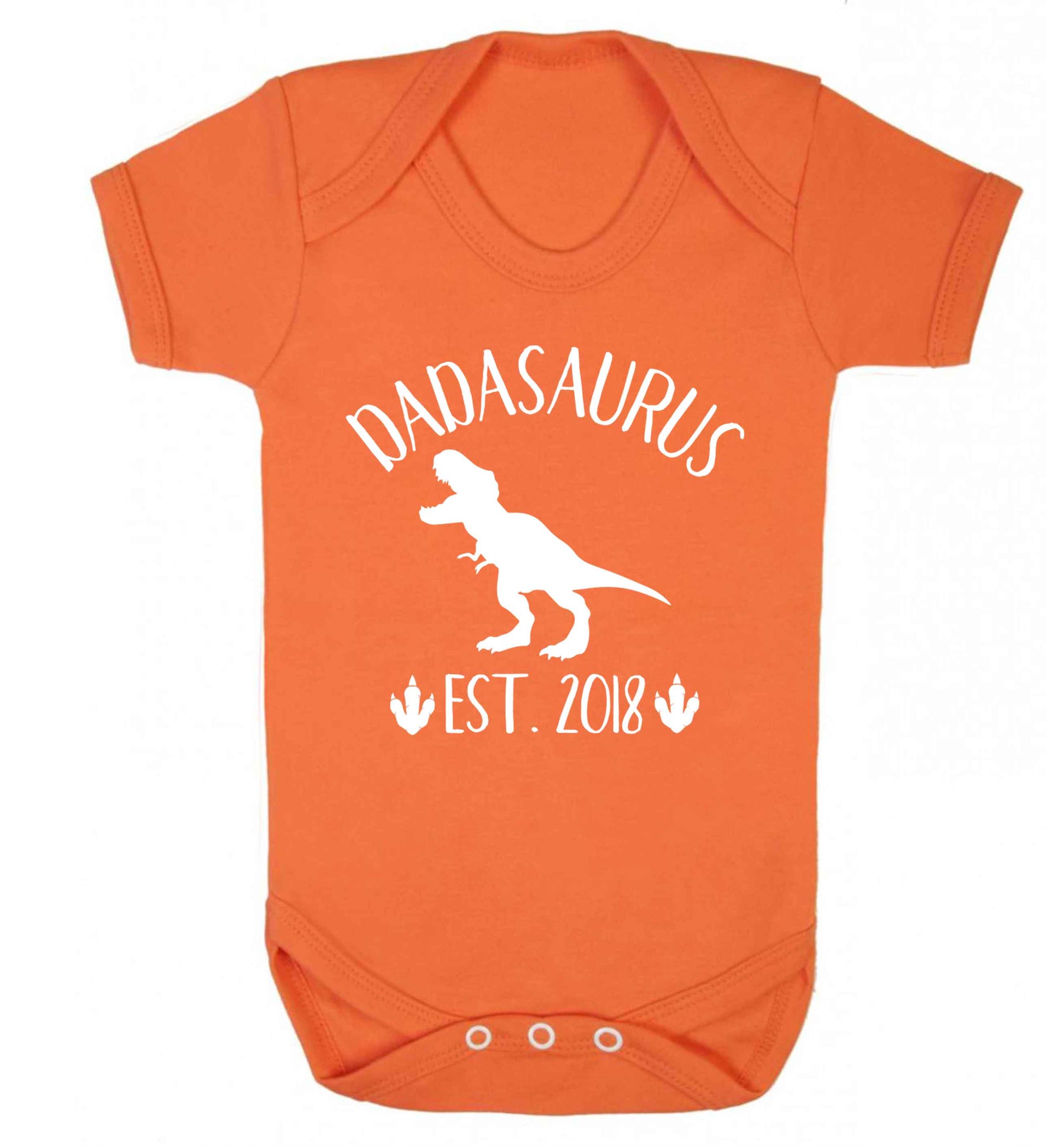 Personalised dadasaurus since (custom date) Baby Vest orange 18-24 months