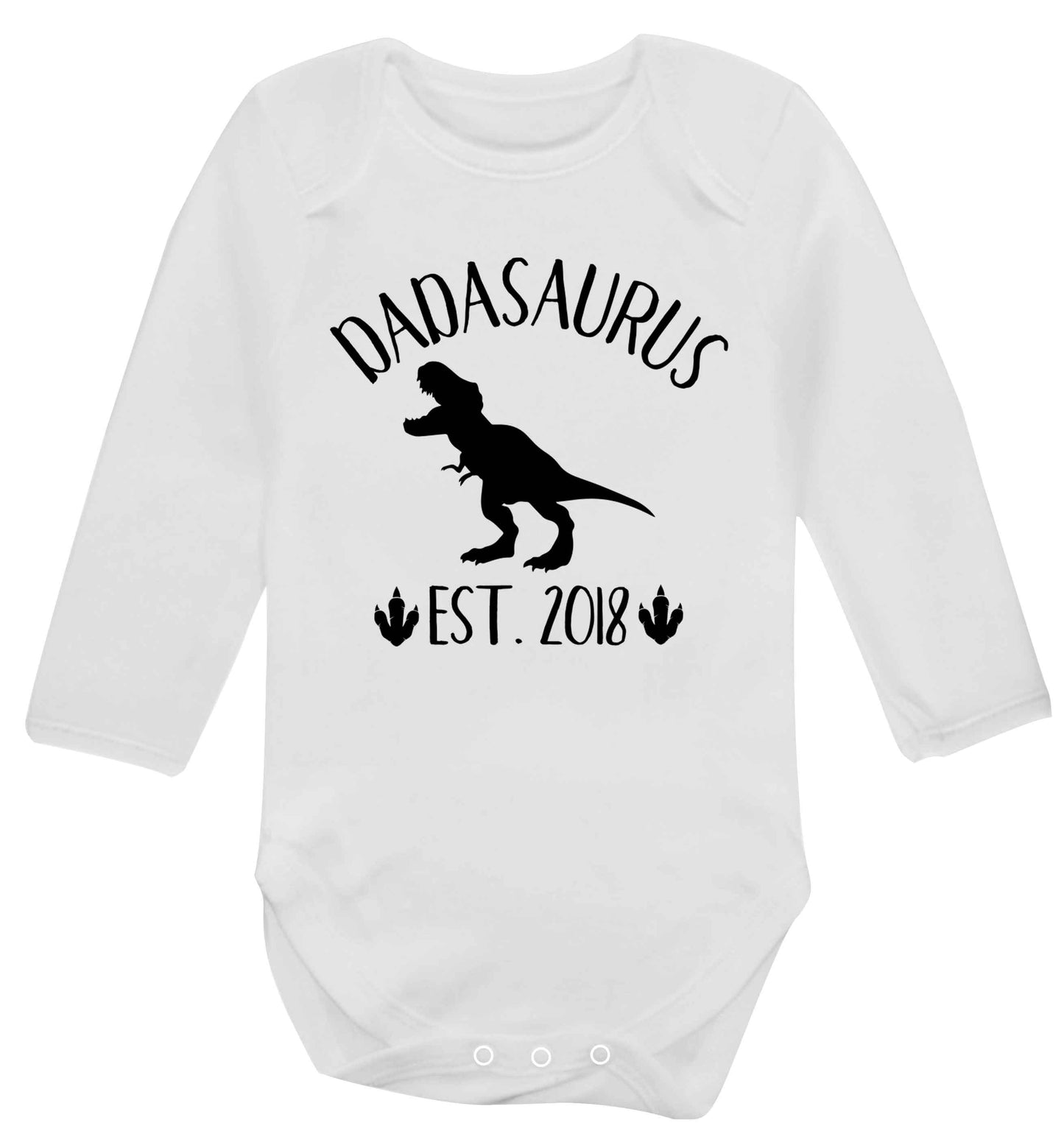Personalised dadasaurus since (custom date) Baby Vest long sleeved white 6-12 months