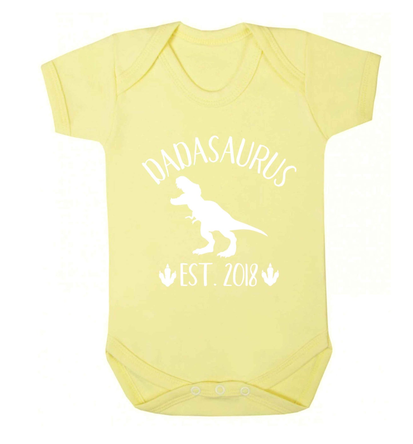 Personalised dadasaurus since (custom date) Baby Vest pale yellow 18-24 months