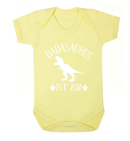 Personalised dadasaurus since (custom date) Baby Vest pale yellow 18-24 months
