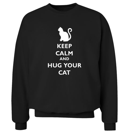 Keep calm and hug your cat Adult's unisex black Sweater 2XL