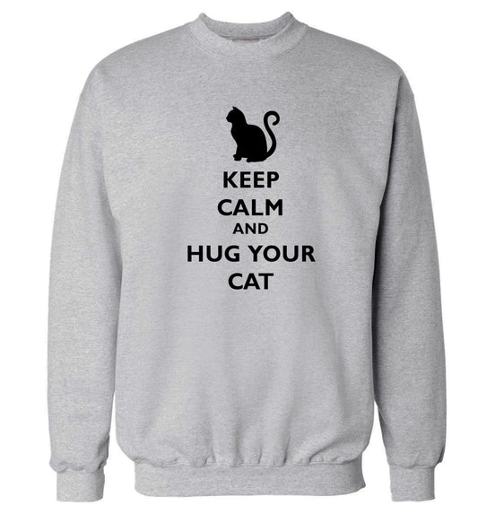 Keep calm and hug your cat Adult's unisex grey Sweater 2XL