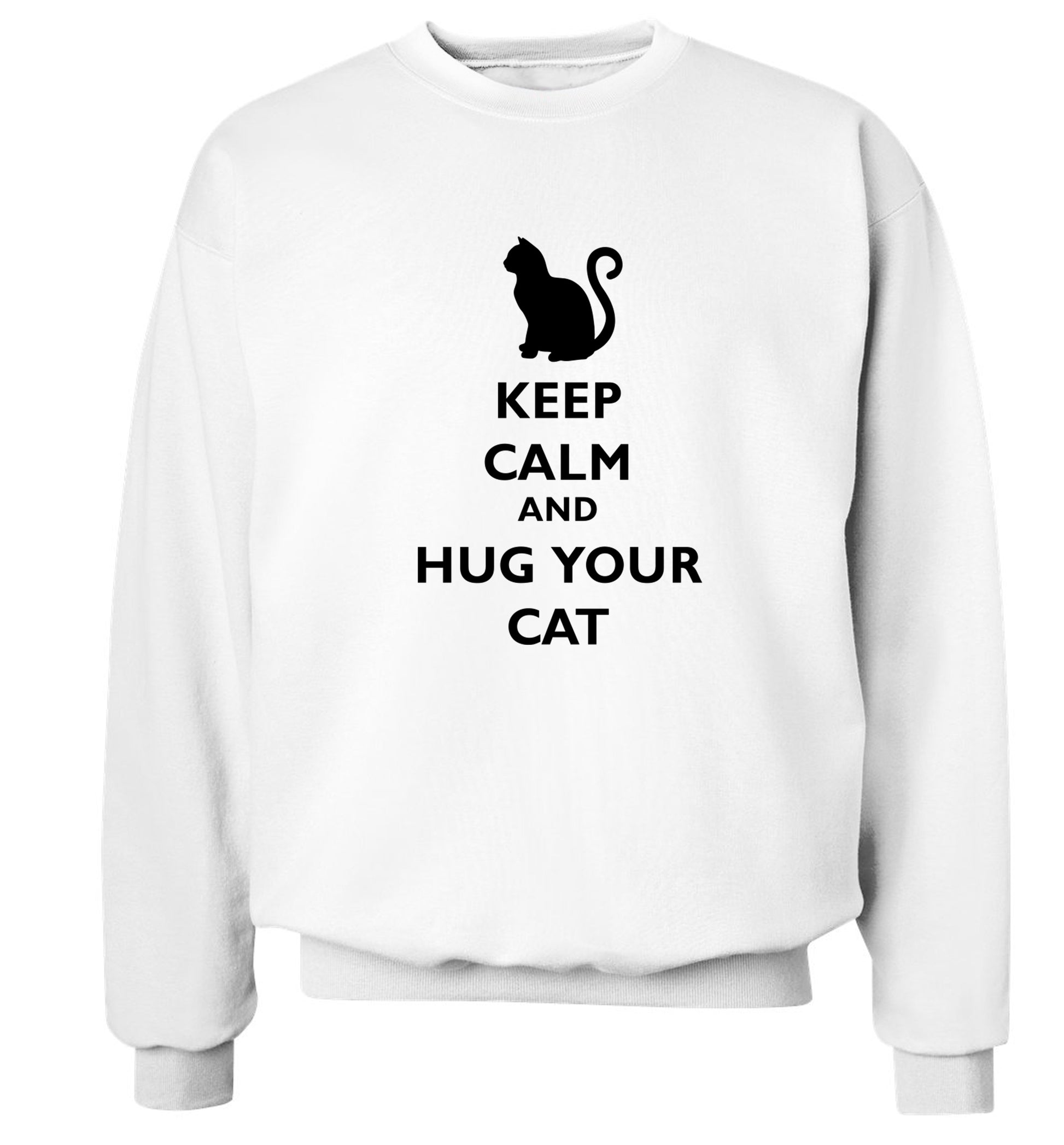 Keep calm and hug your cat Adult's unisex white Sweater 2XL