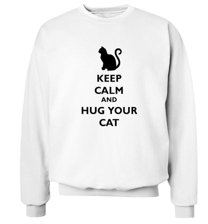 Keep calm and hug your cat Adult's unisex white Sweater 2XL