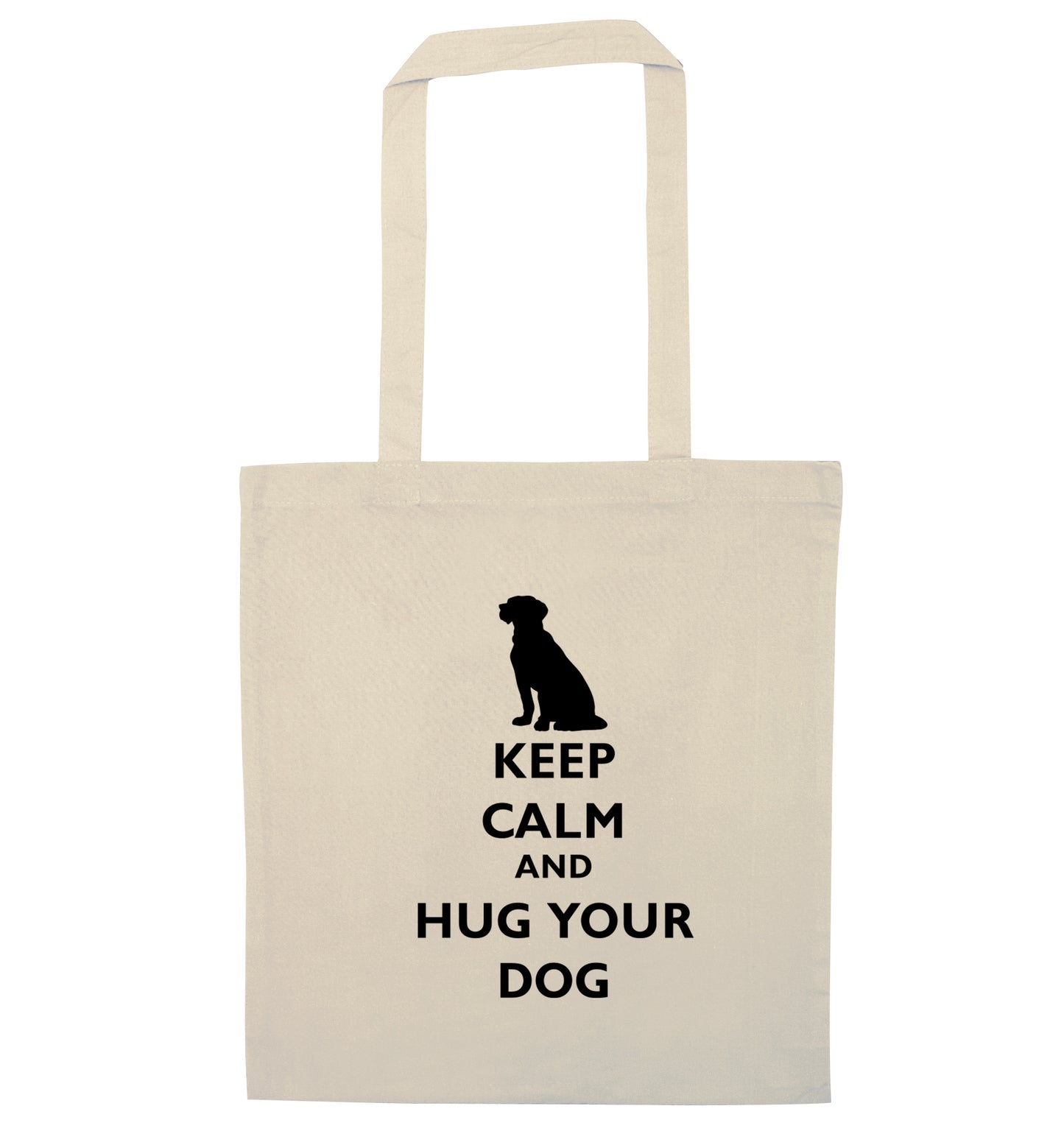 Keep calm and hug your dog natural tote bag