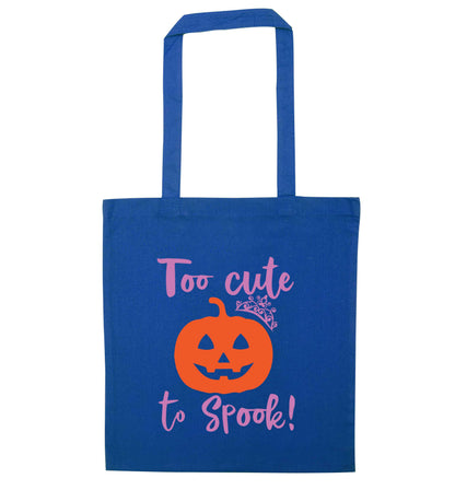 Too cute to spook! blue tote bag