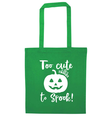 Too cute to spook! green tote bag