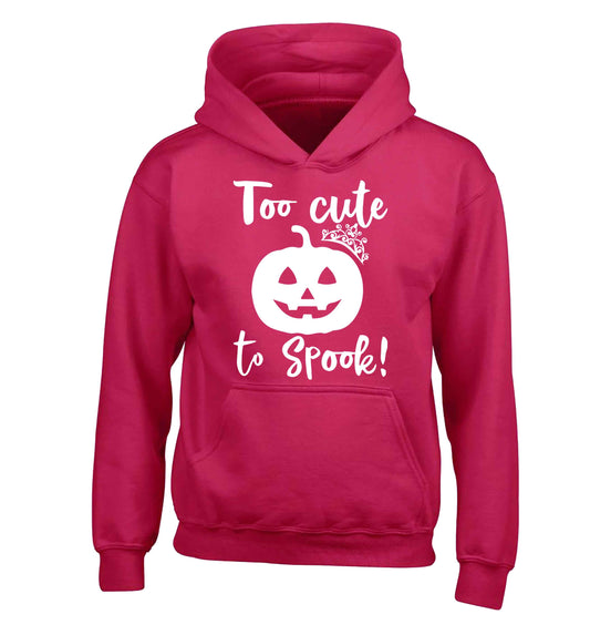 Too cute to spook! children's pink hoodie 12-13 Years