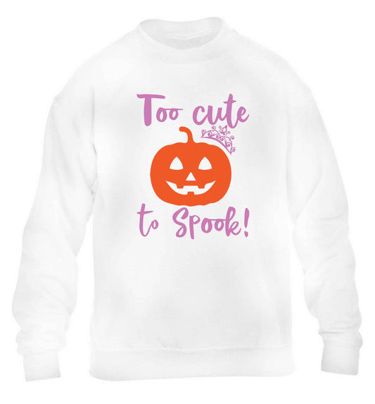 Too cute to spook! children's white sweater 12-13 Years